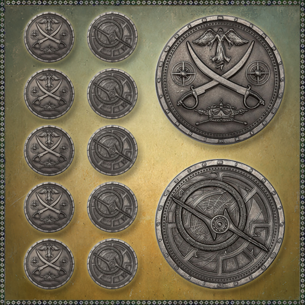 LARP-Piratenmünzen, 10er Pack, silbern