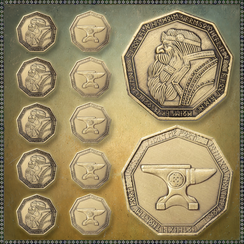 LARP-Zwergenmünzen, 10er Pack, golden