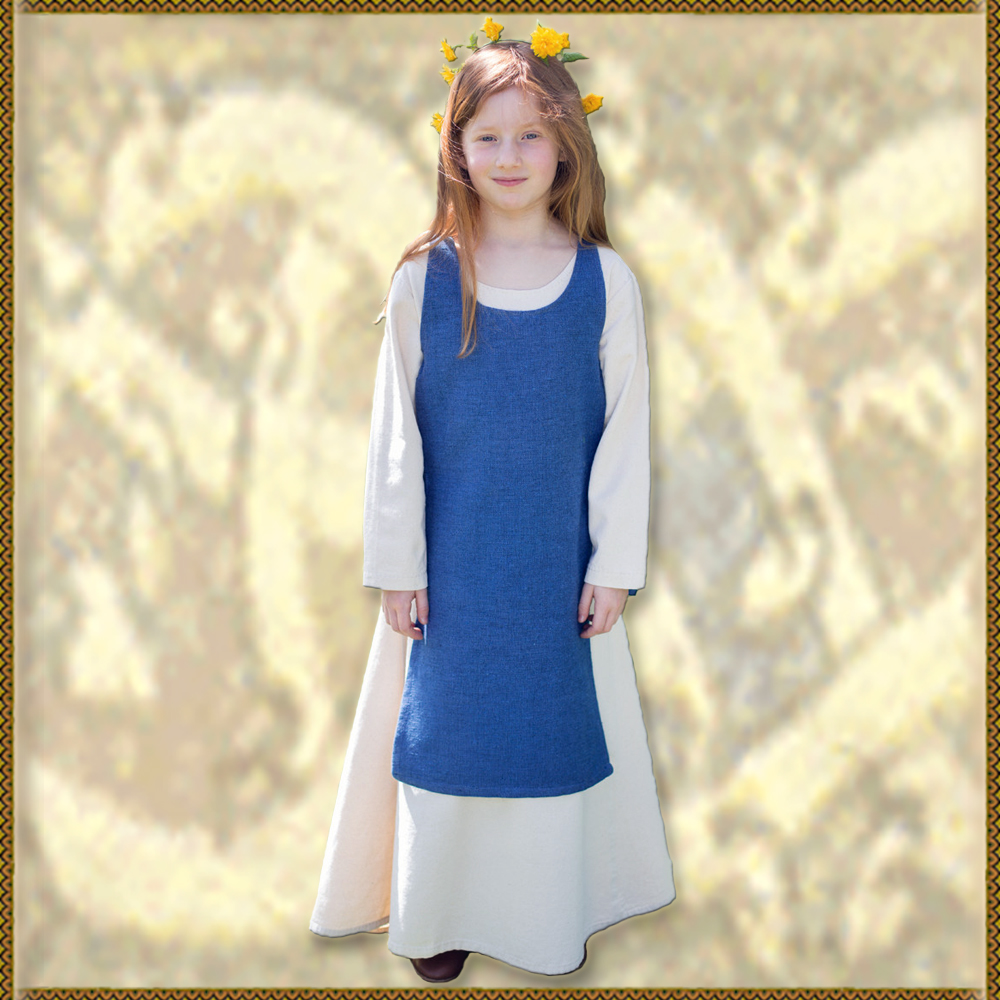 Kinder-Mittelalter Überkleid Ylva, meerblau in 116
